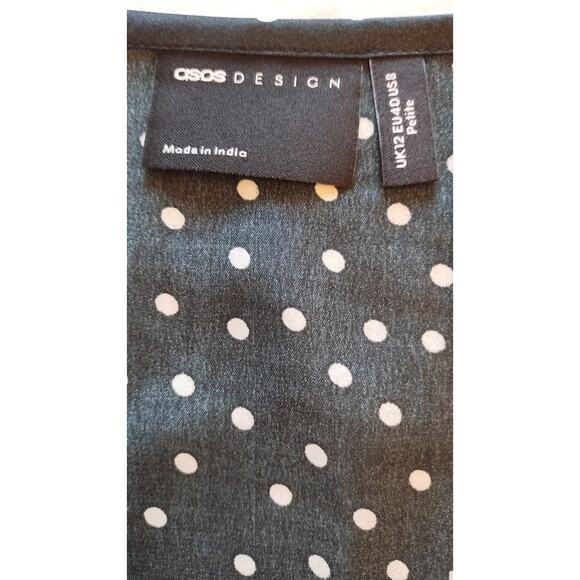 ASOS DESIGN mixed print ruched midi dress with puff sleeves Size 8 - Picture 7 of 15